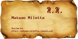 Mateas Miletta névjegykártya